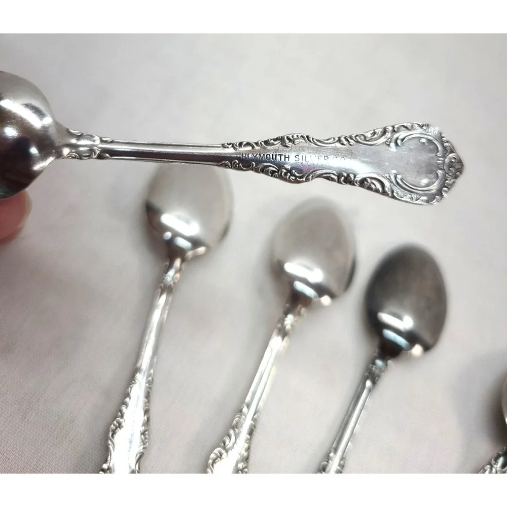 Plymouth Silver Co Demitasse Spoons Lot of 6 Antique 1897 Silverplate 4.25